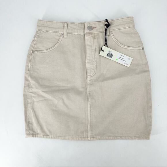 ROLLAS High Rise Mini Skirt Tan Slim Fit Button Zip Closure 5 Pocket Size 26 NEW - Picture 1 of 6
